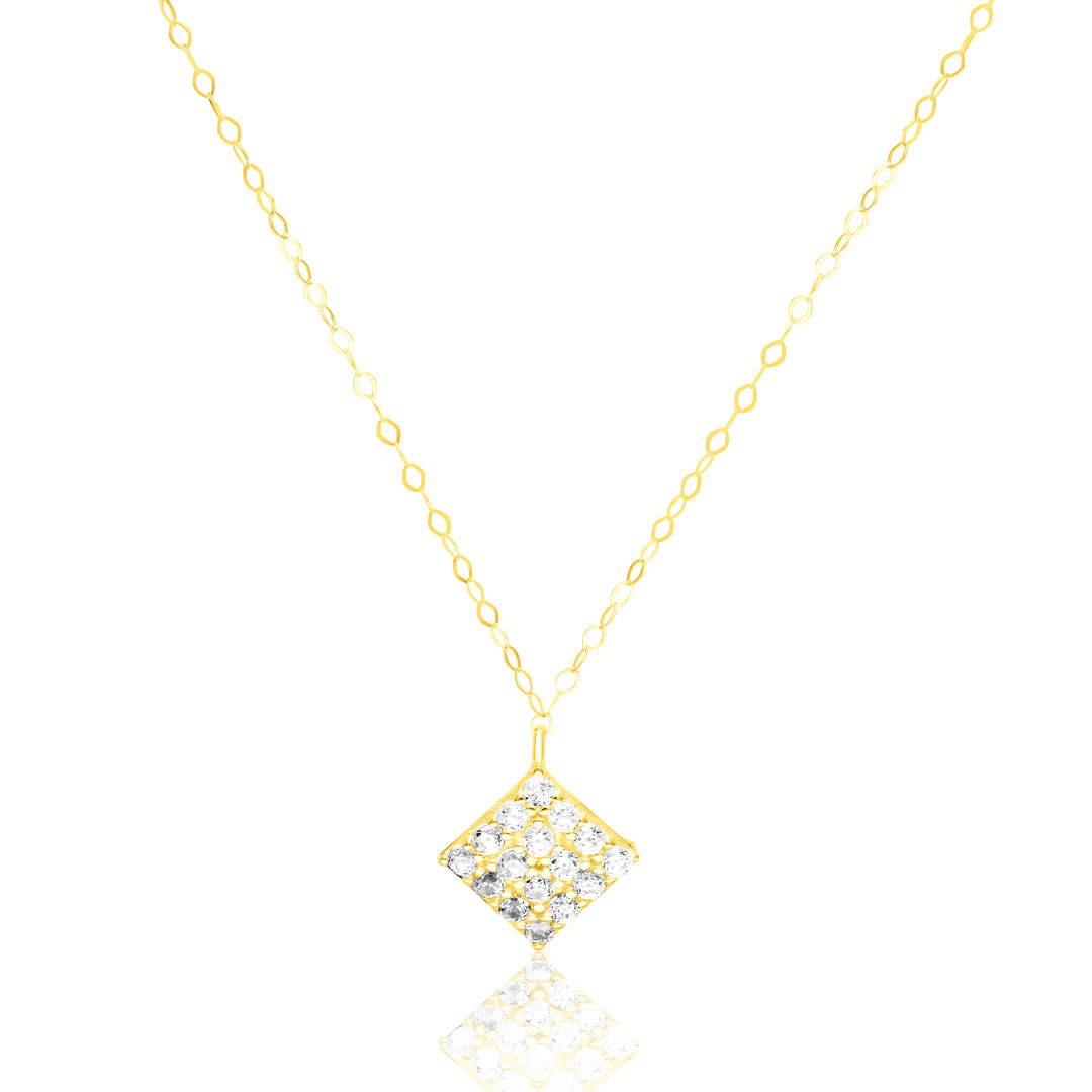 18K Real Gold Stone Diamond Necklace