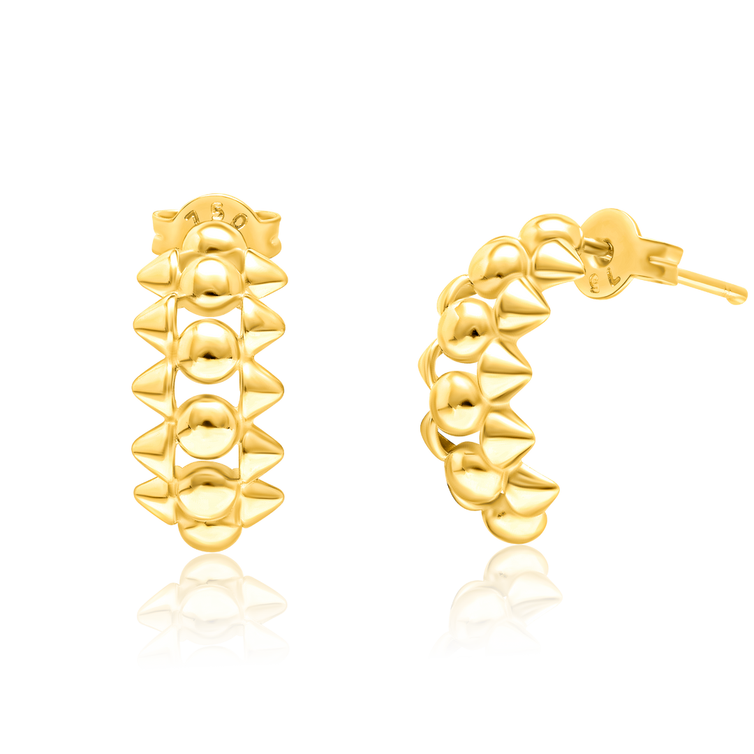 18K Real Gold Half Curved Earring Set