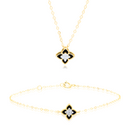 Load image into Gallery viewer, 18K Real Gold Black Flower Jewelry Set

