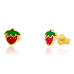 Load image into Gallery viewer, 21K Real Gold Strawberry Stud Earring Set
