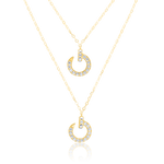 Load image into Gallery viewer, 18K Real Gold 2 Layer Curved Nail Stone Necklace
