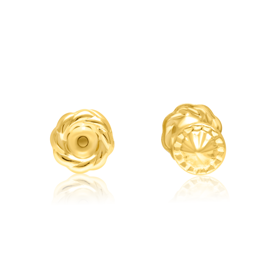 18K Real Gold Flower Screw Earring Set