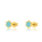 Load image into Gallery viewer, 21K Real Gold Sky Blue Flower Earring Set
