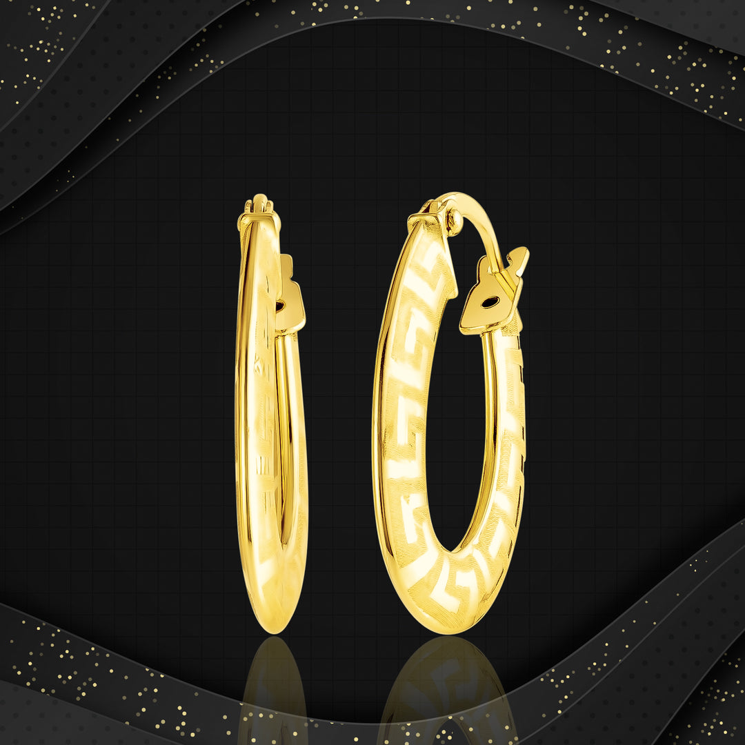 18K Real Gold Round Loop Earrings