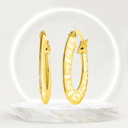 18K Real Gold Round Loop Earrings