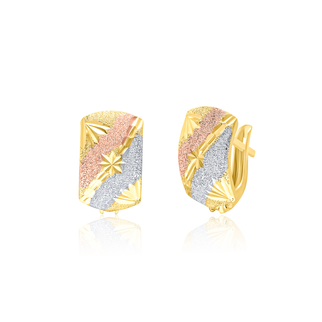 18K Real Gold Curved Clip Earring Set