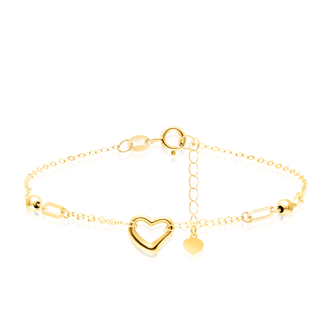 18K Real Gold Heart Seed Bracelet