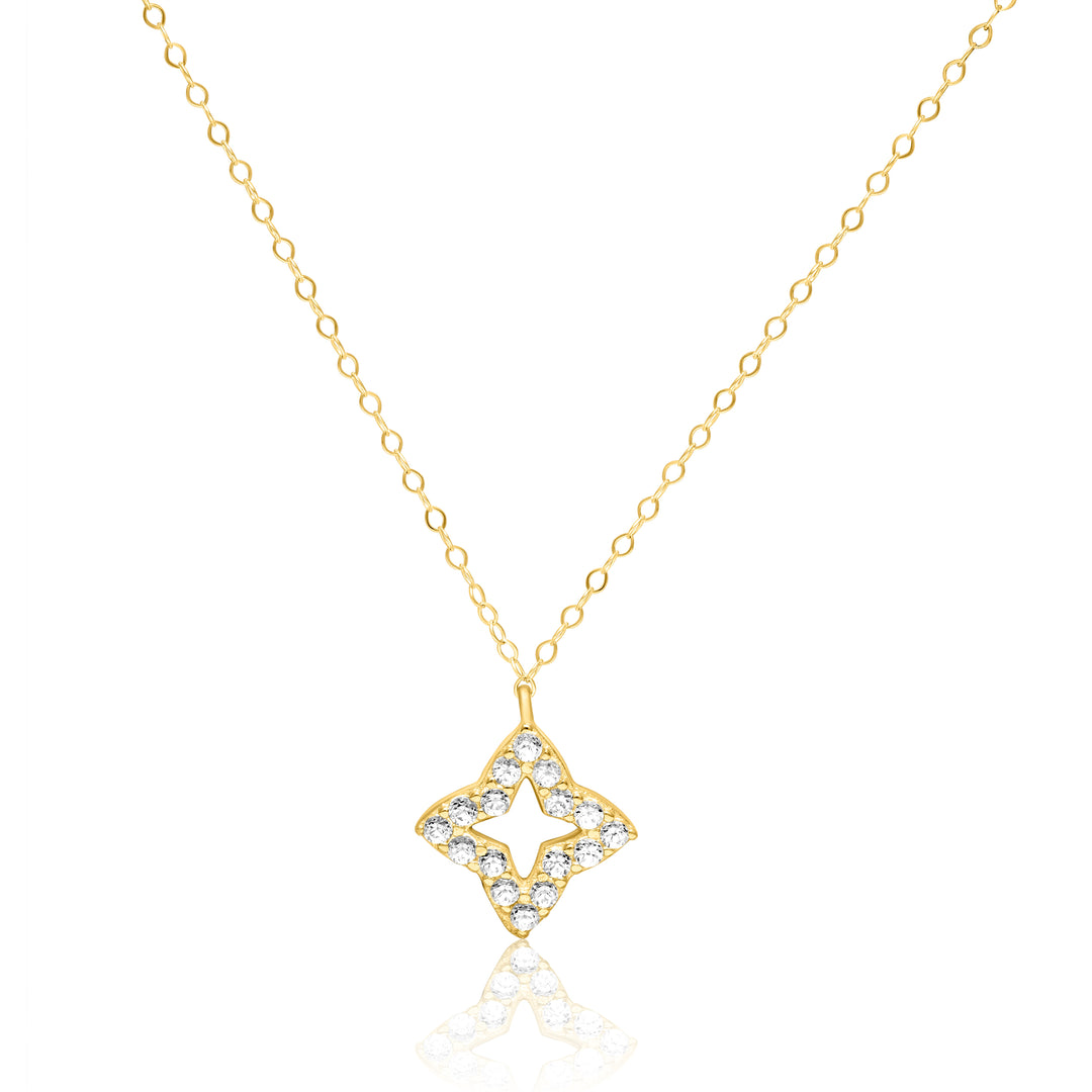 18K Real Gold Stone Star Necklace