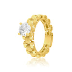 Load image into Gallery viewer, 18K Real Gold Round Thick Stone Ring
