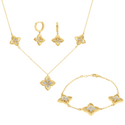 18K Real Gold Elegant Flower Jewelry Set