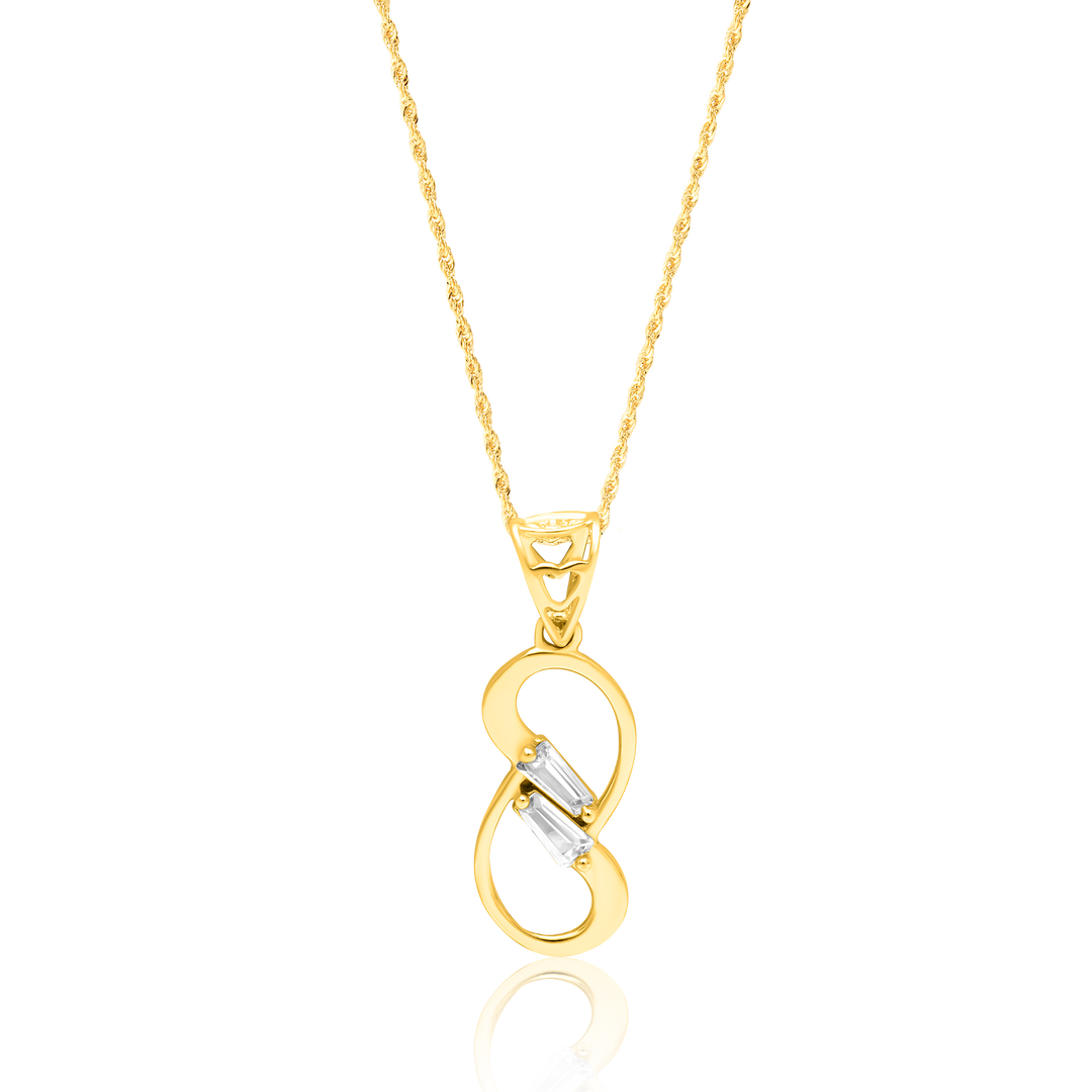 18K Real Gold Infinity Stone Necklace