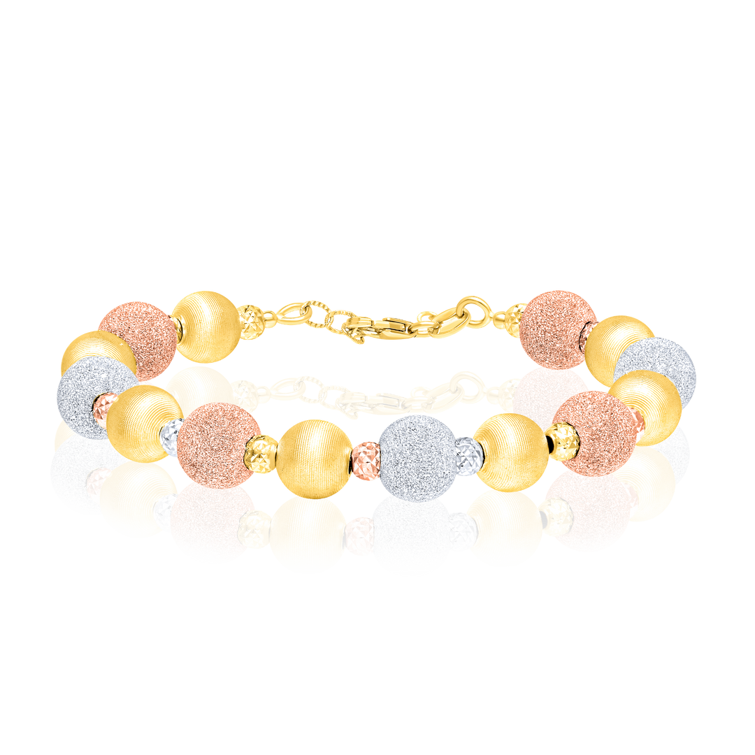 18K Real Gold 3 Color Seed Bangle