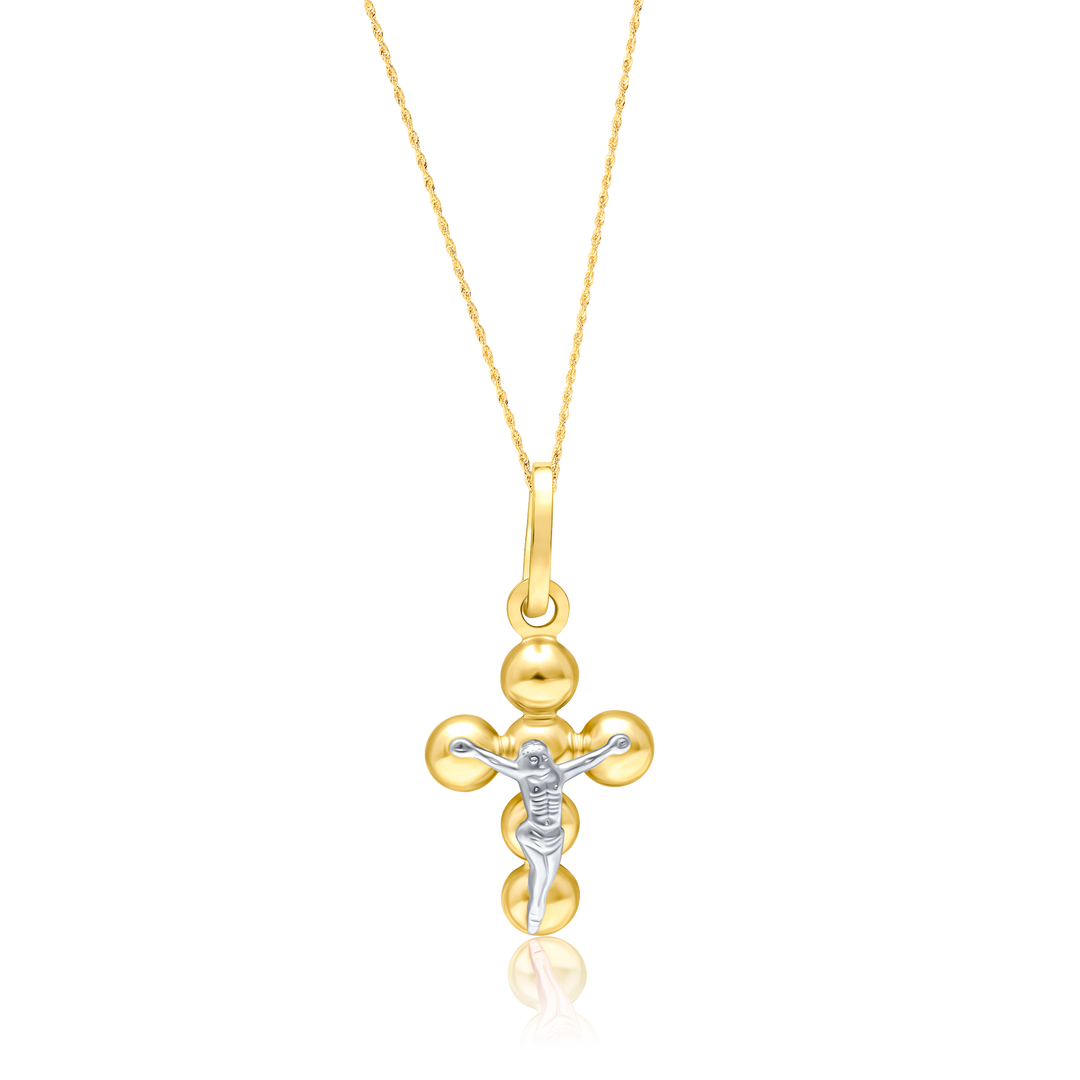 18K Real Gold Seed Jesus Cross Necklace