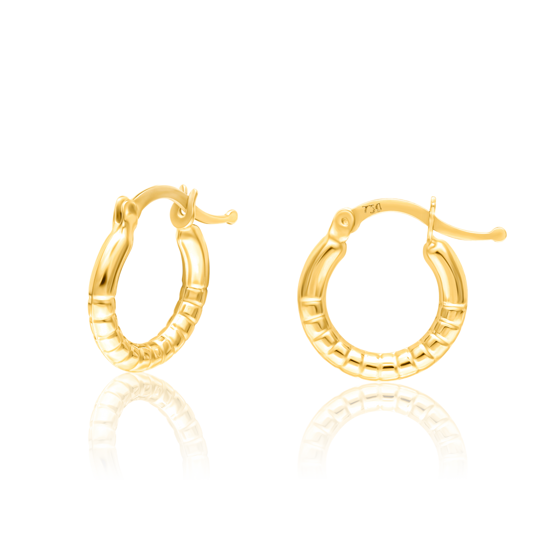18K Real Gold Round Earring Set