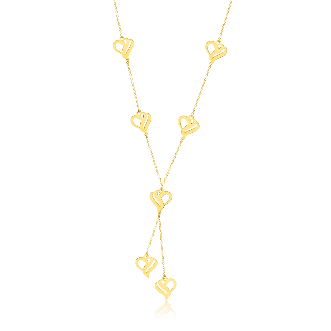 18K Real Gold Hanging Heart Necklace