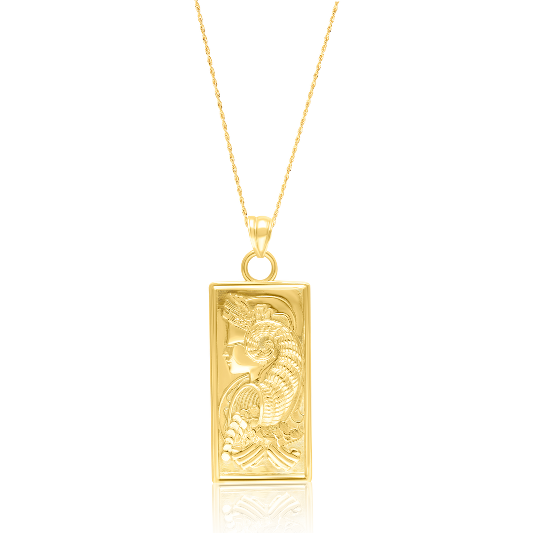 18K Real Gold Square Frame Necklace