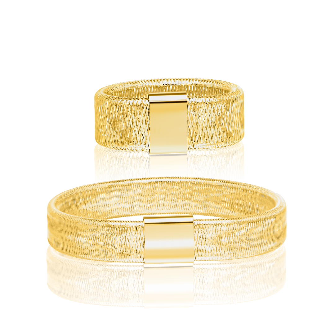 18K Real Gold Elastic Bangle & Ring Set