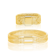 18K Real Gold Elastic Bangle & Ring Set