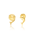 Load image into Gallery viewer, 18K Real  Gold Dolphin Screw Earring Set
