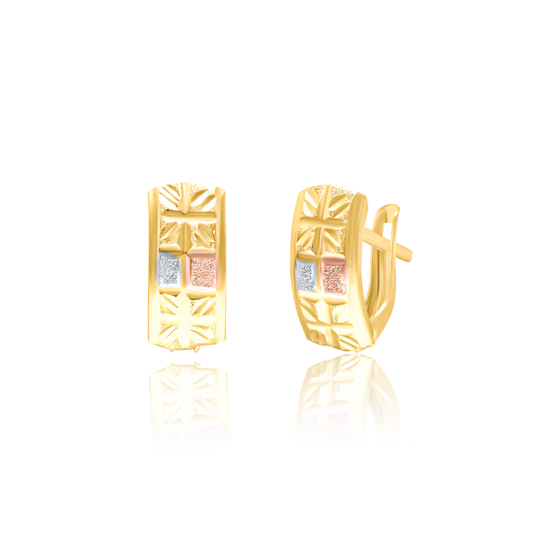 18K Real Gold Curved Clip Earring Set