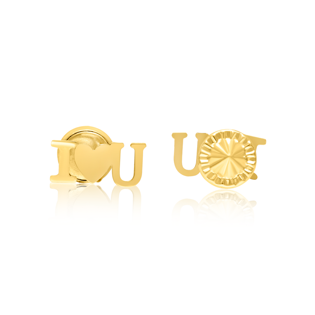 18K Real Gold ILoveU Screw Earring Set