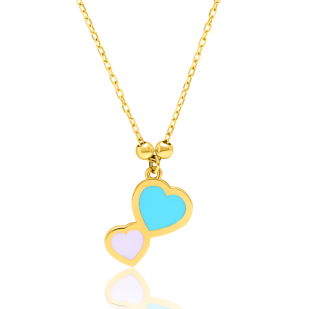 21K Real Gold Skyblue Hearts Jewelry Set