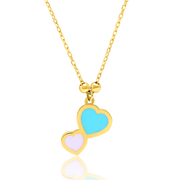 21K Real Gold Skyblue Hearts Jewelry Set