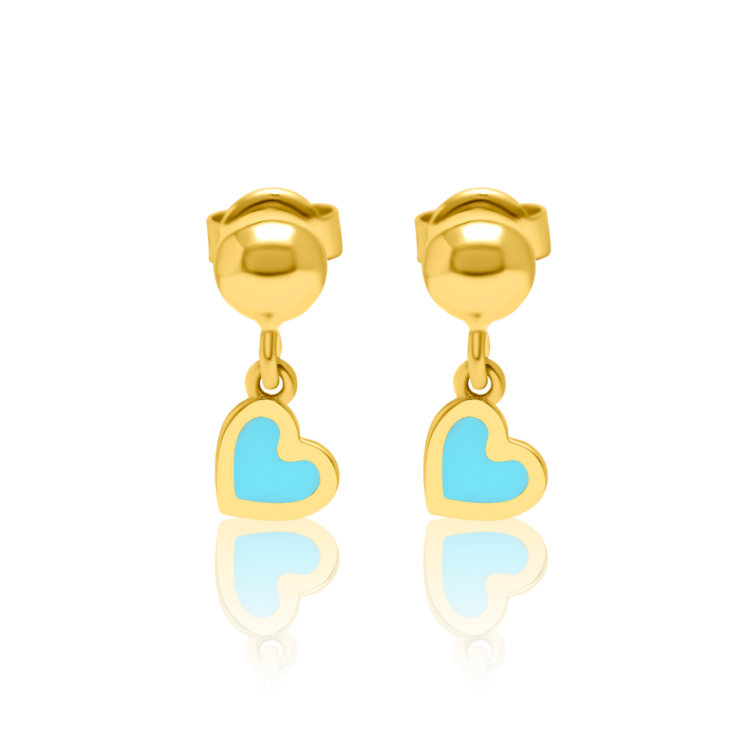 21K Real Gold Skyblue Hearts Jewelry Set