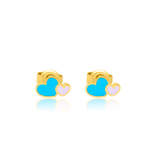 Load image into Gallery viewer, 21K Real Gold Skyblue Hearts Jewelry Set
