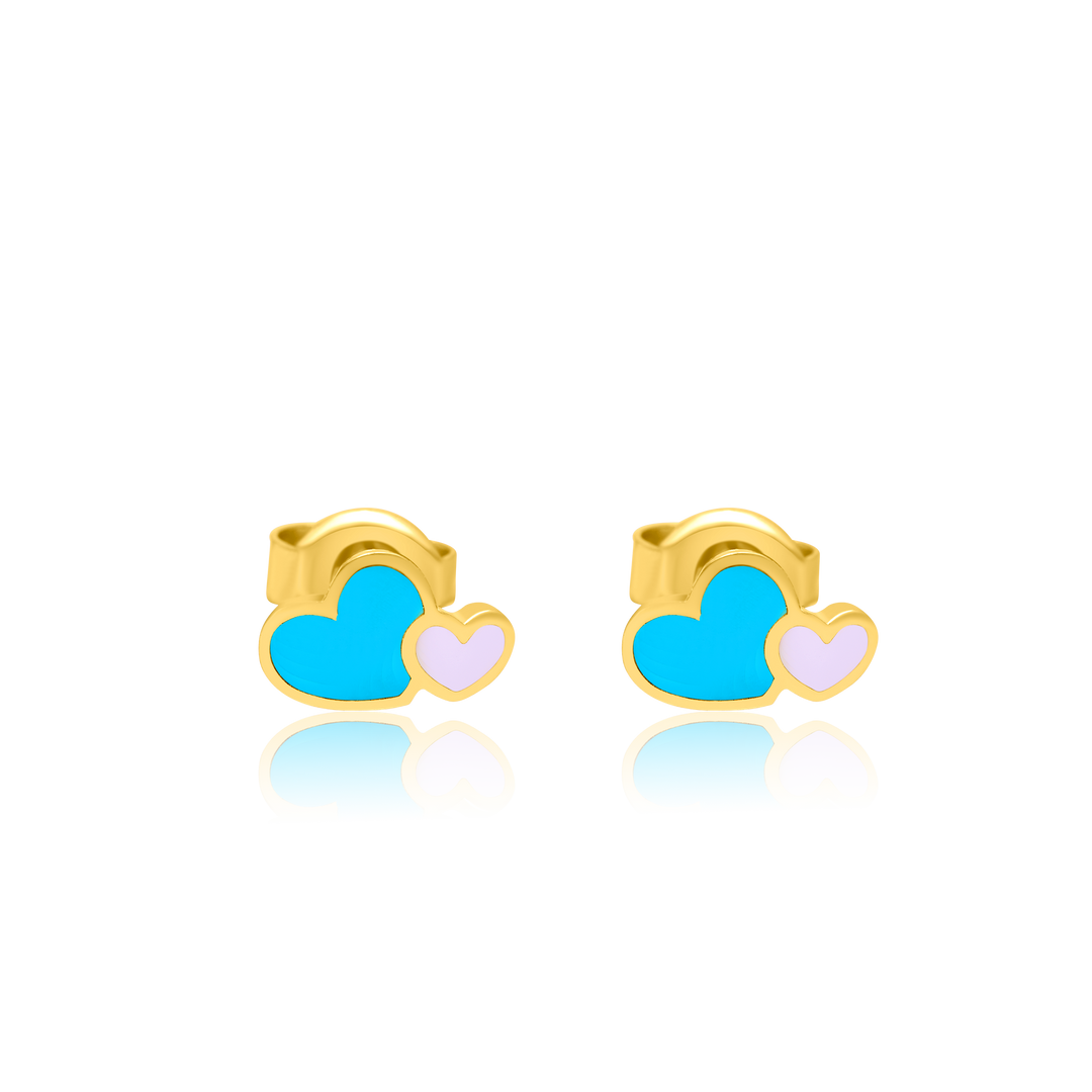 21K Real Gold Skyblue Hearts Jewelry Set