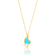 21K Real Gold Skyblue Hearts Jewelry Set