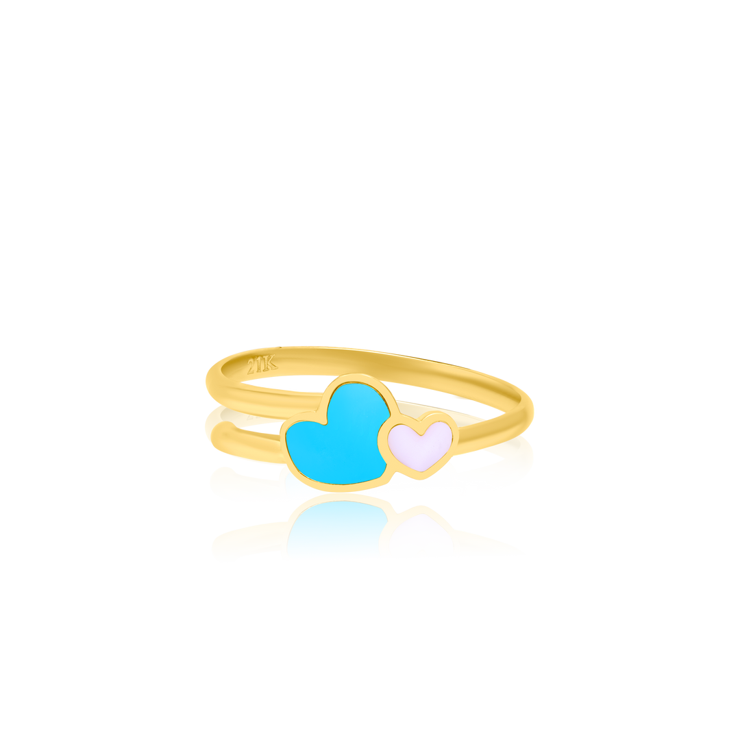 21K Real Gold Skyblue Hearts Jewelry Set