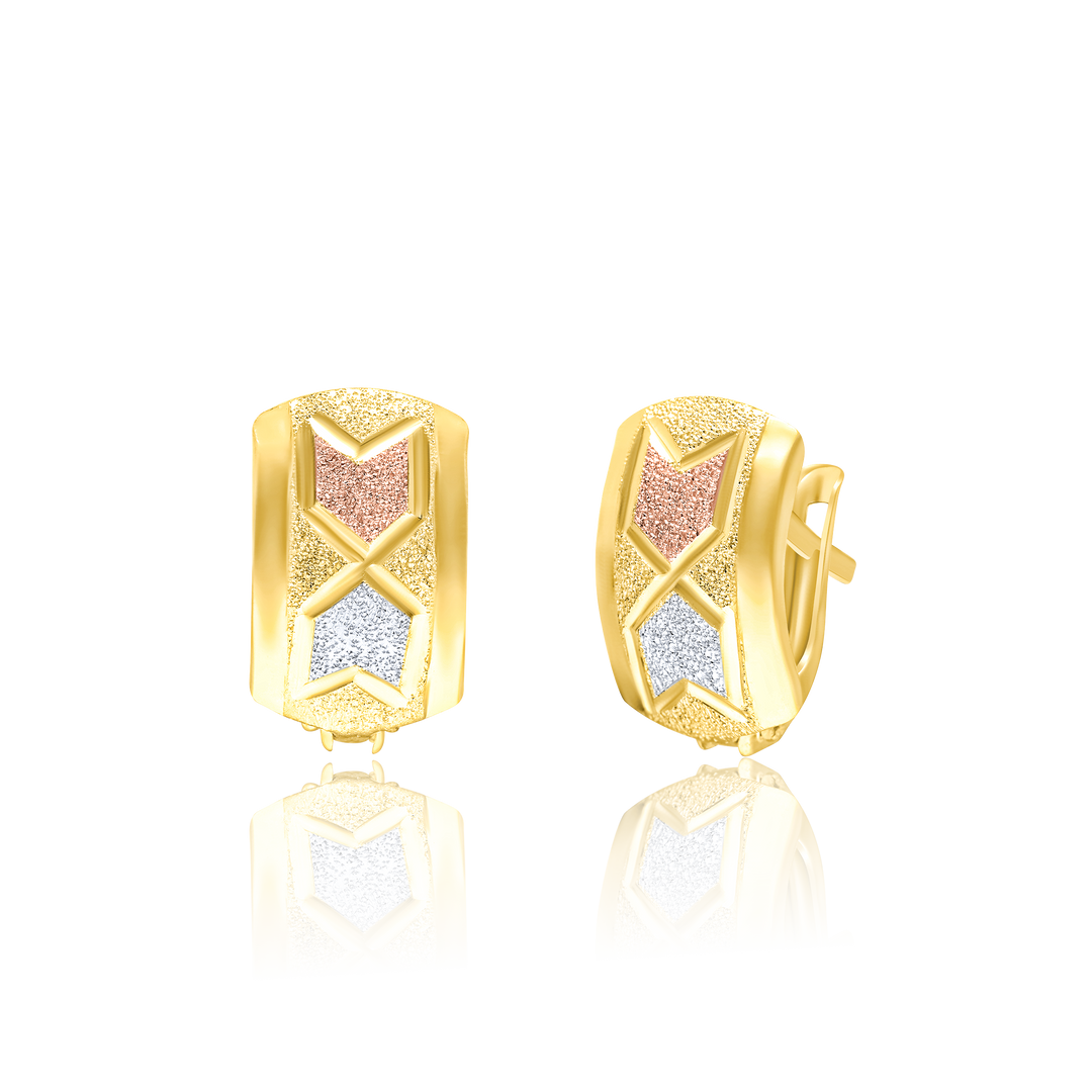18K Real Gold Curved Clip Earring Set
