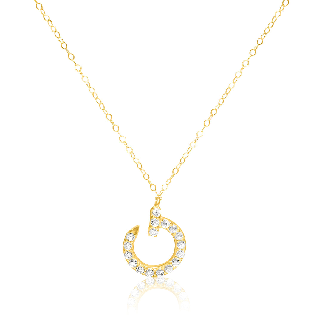 18K Real Gold Stone Nail Necklace