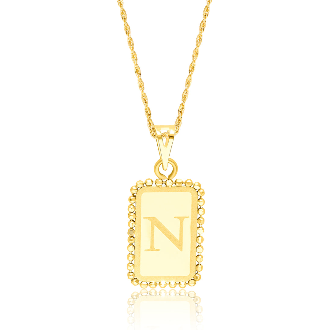 18K Real Gold Letter N Seed Necklace