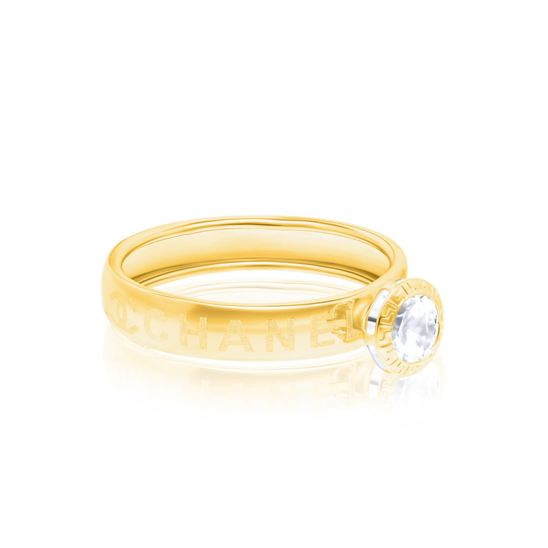 18K Real Gold Stone Ring
