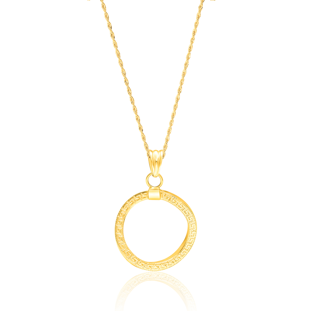 18K Real Gold Twisted Round Necklace