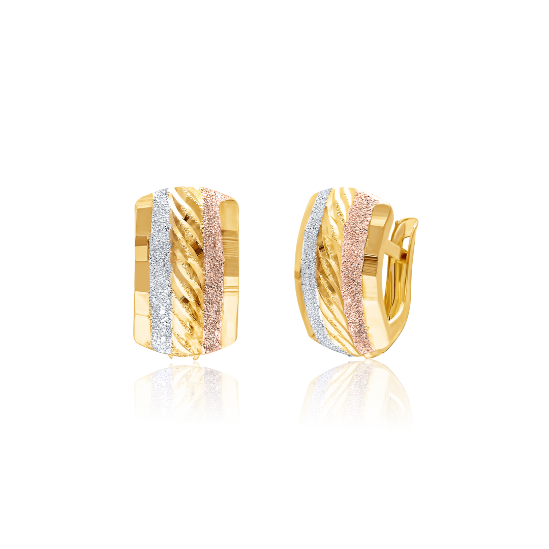 18K Real Gold Curved Clip Earring Set