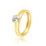 Load image into Gallery viewer, 18K Real Gold Round Stone Ring
