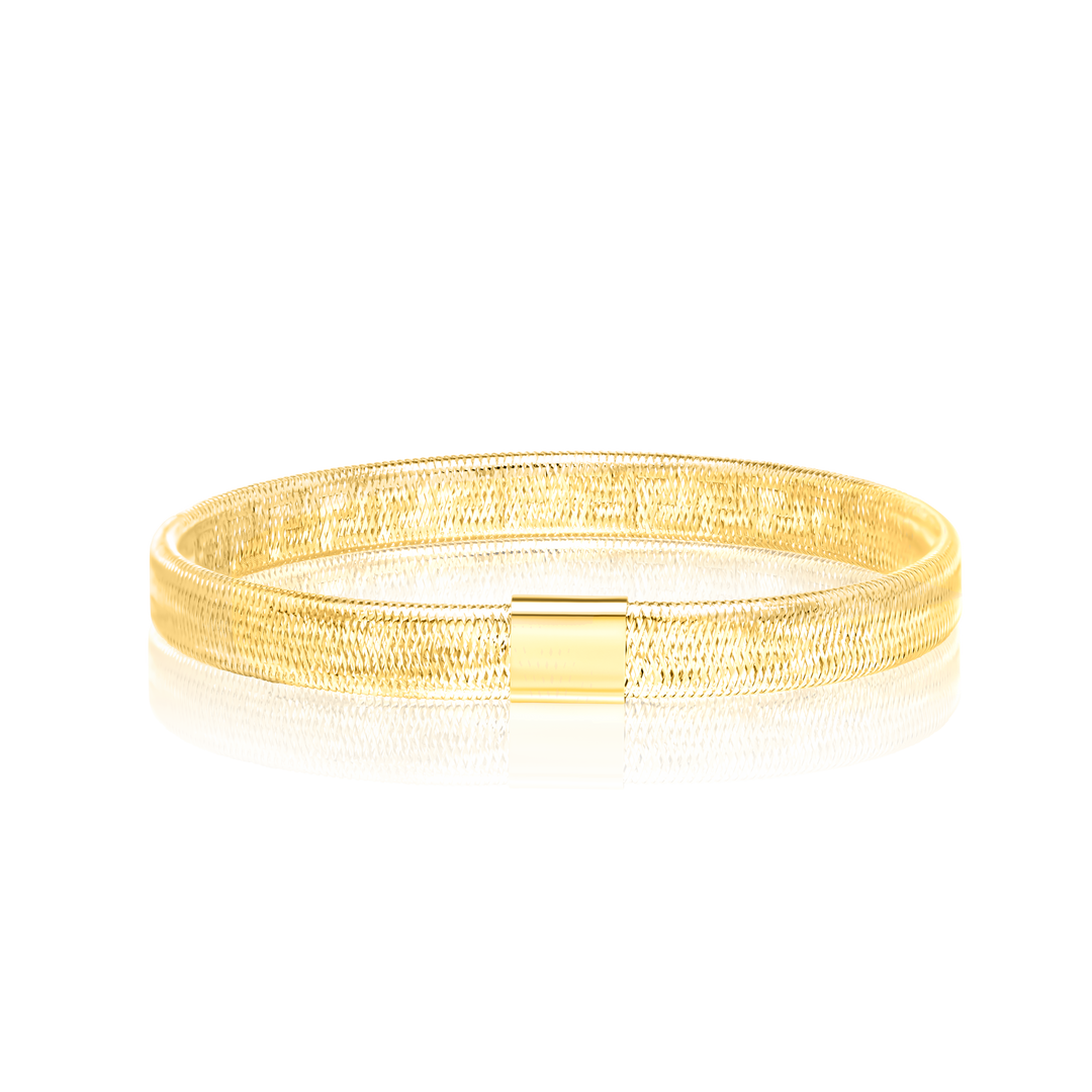 18K Real Gold Elastic Bangle & Ring Set