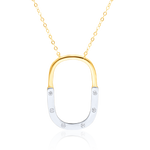 Load image into Gallery viewer, 18K Real Gold 2 Color Curved Square Necklace

