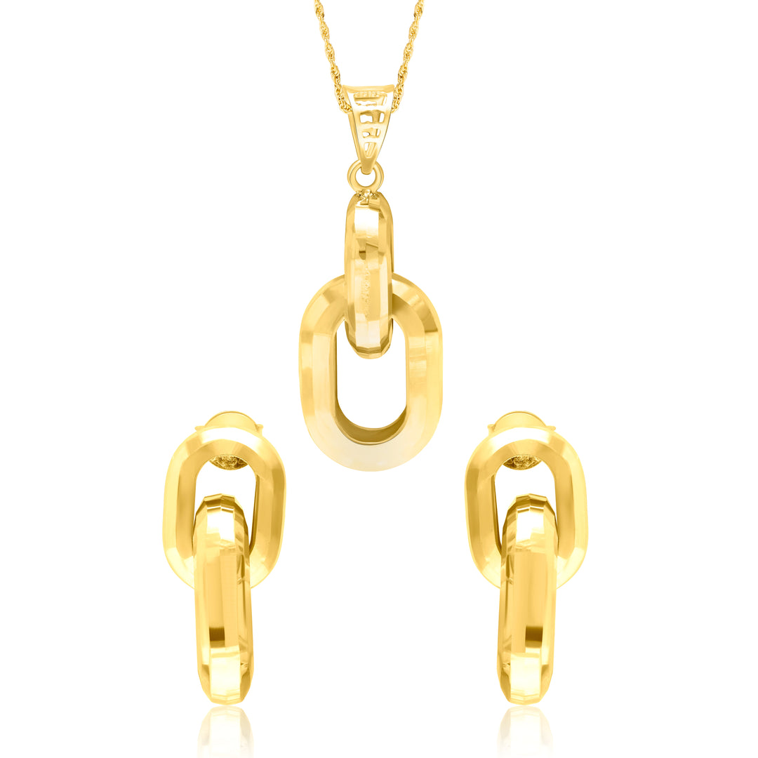 18K Real Gold Thick Linked Jewelry Set
