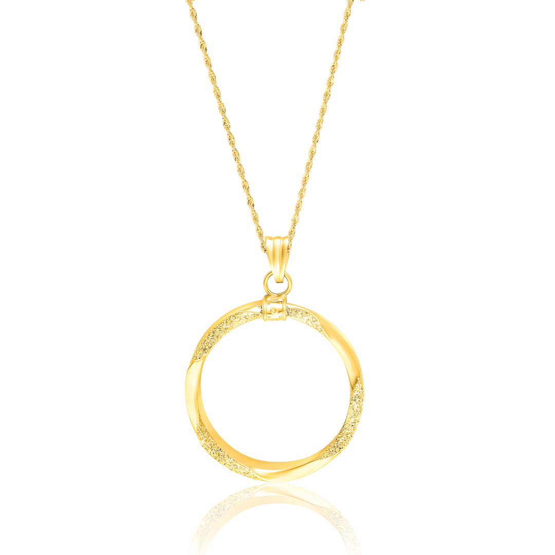 18K Real Gold Twisted Round Necklace