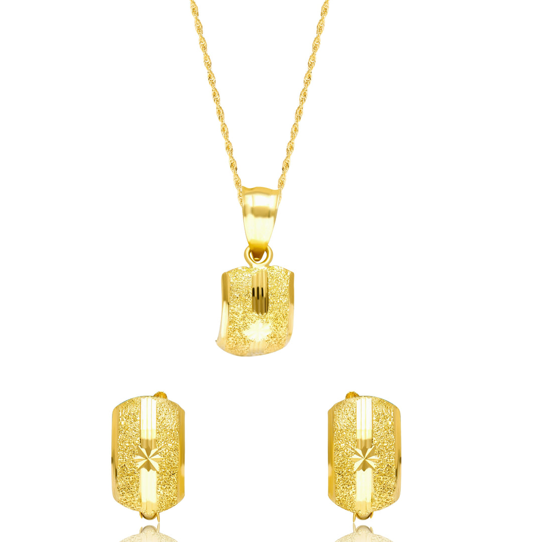 18K Real Gold Half Curved Clip Jewelry Set