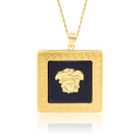 Load image into Gallery viewer, 18K Real Gold Square Black V.R.C Necklace

