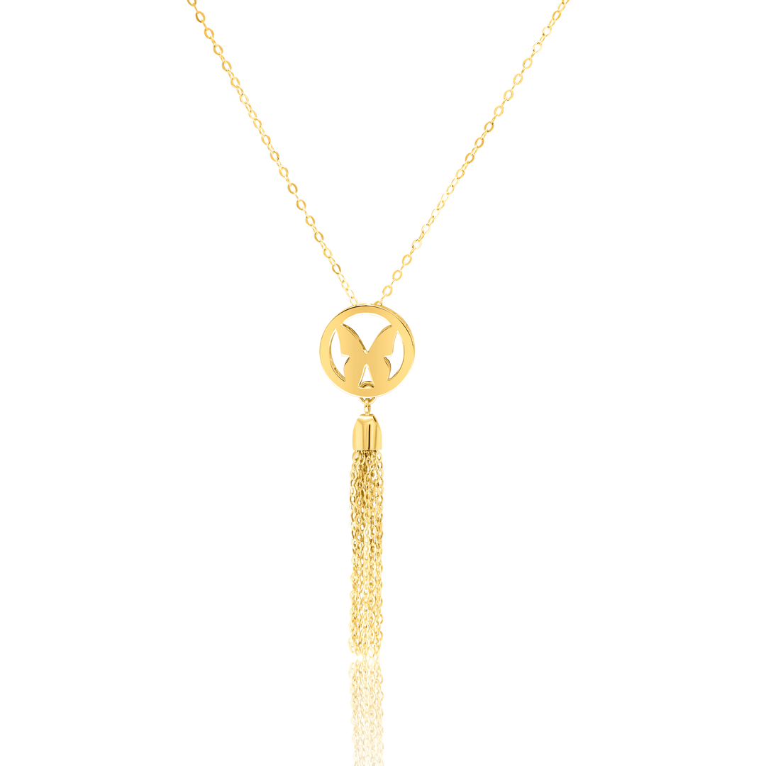 18K Real Gold Hanging Butterfly Necklace