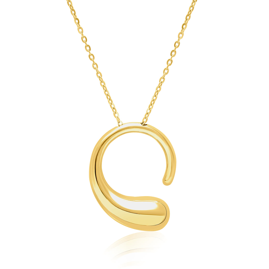 18K Real Gold Open Hoop Necklace