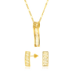 Load image into Gallery viewer, 18K Real Gold Long Bar Jewelry Set