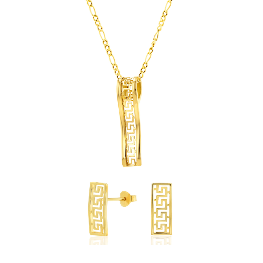18K Real Gold Long Bar Jewelry Set
