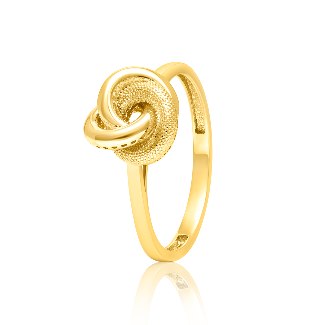 18K Real Gold Twisted Knot Ring
